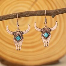 Load image into Gallery viewer, Retro Boho Bull Head Earrings
