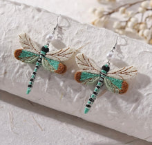 Load image into Gallery viewer, Woolen Dragonfly Earrings
