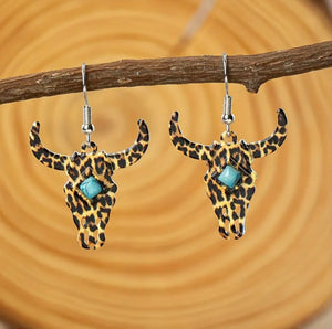 Retro Boho Bull Head Earrings