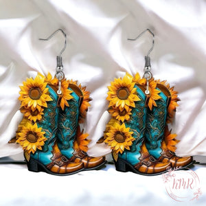 Sunflower Boot Earrings