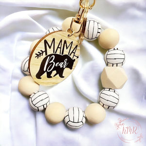 Wooden Beaded Bracelet Keychain