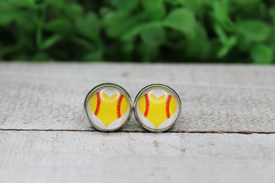 Softball Heart Earrings