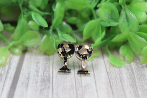 Gold Foil Wine Glass Earrings