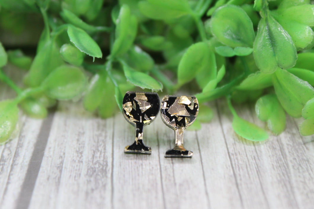 Gold Foil Wine Glass Earrings
