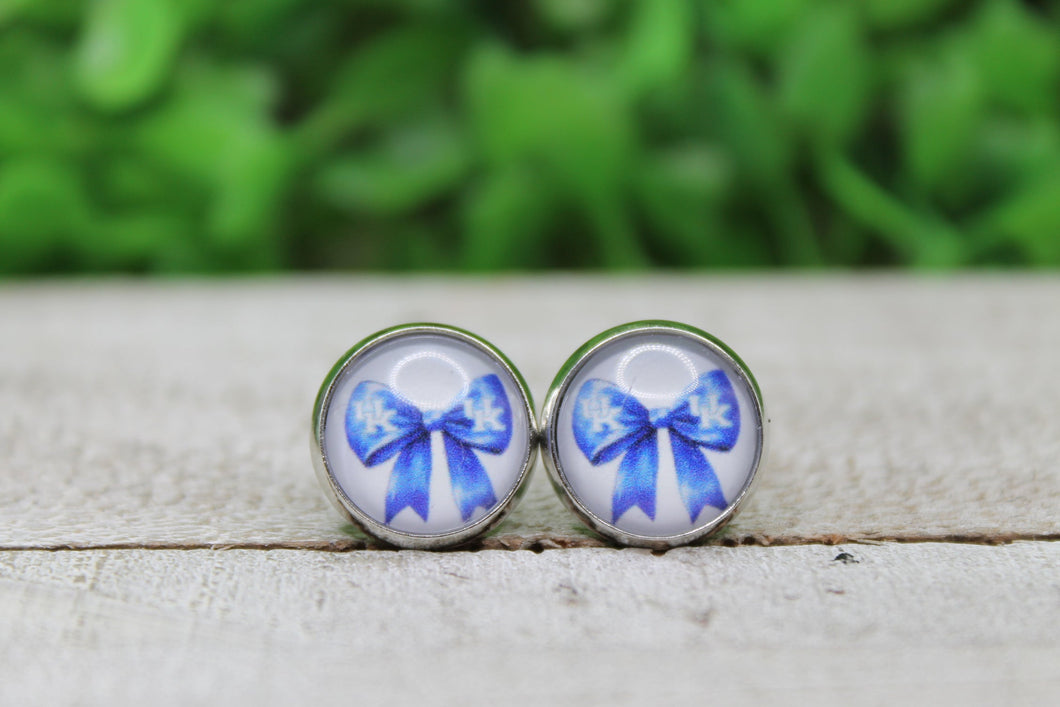 Blue Bow Earrings