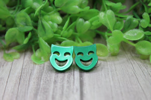 Green Shimmer Mask Earrings