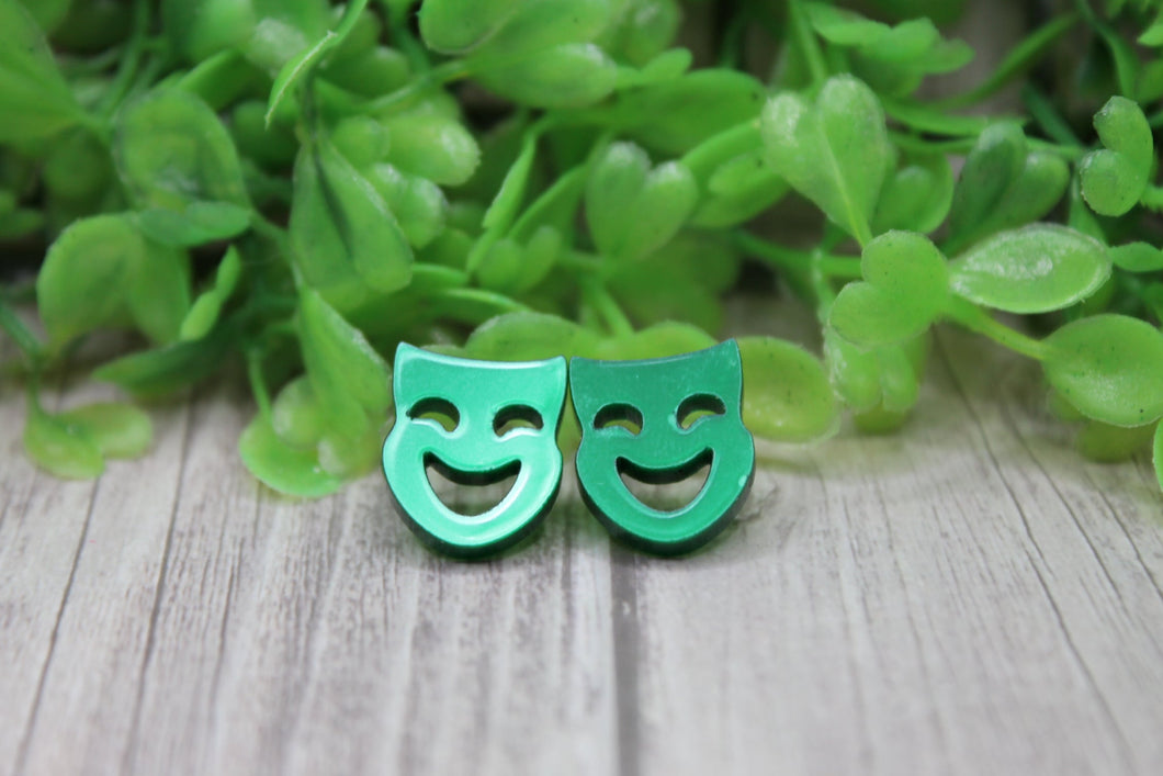 Green Shimmer Mask Earrings