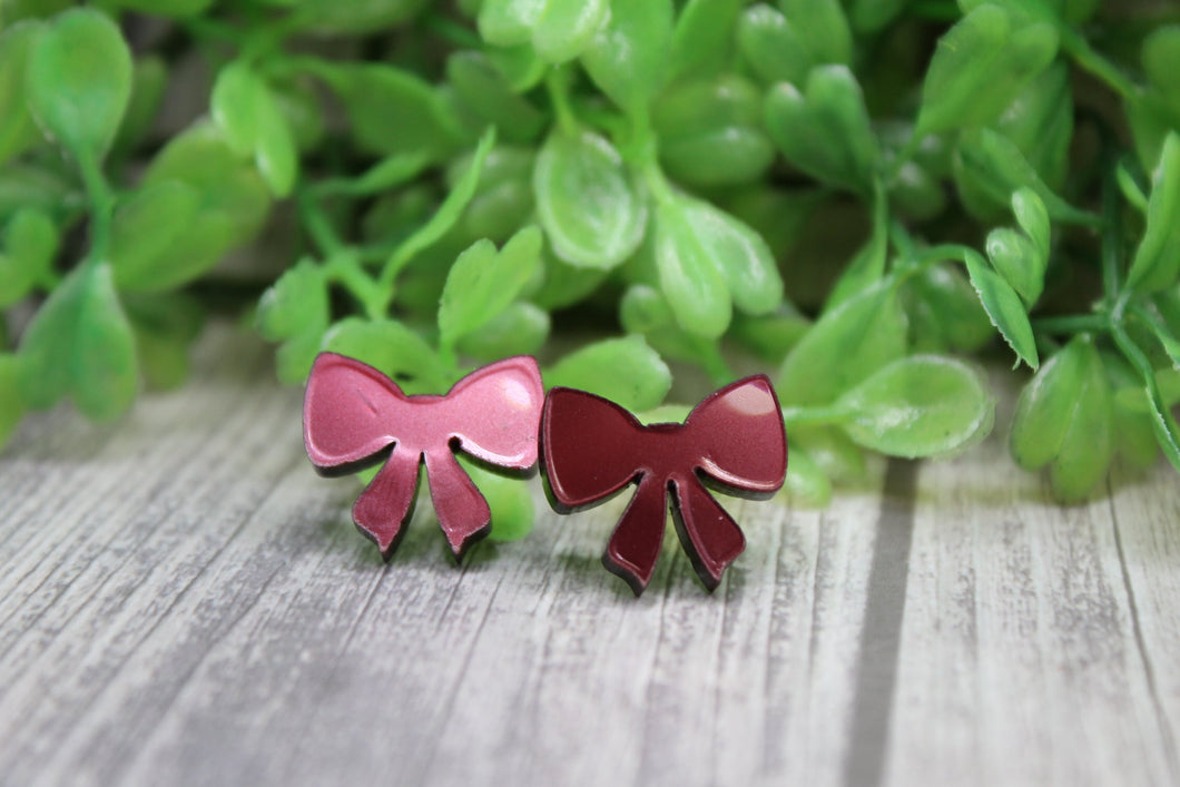 Purple Shimmer Bow Earrings