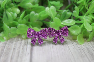 Purple Glitter Bow Earrings