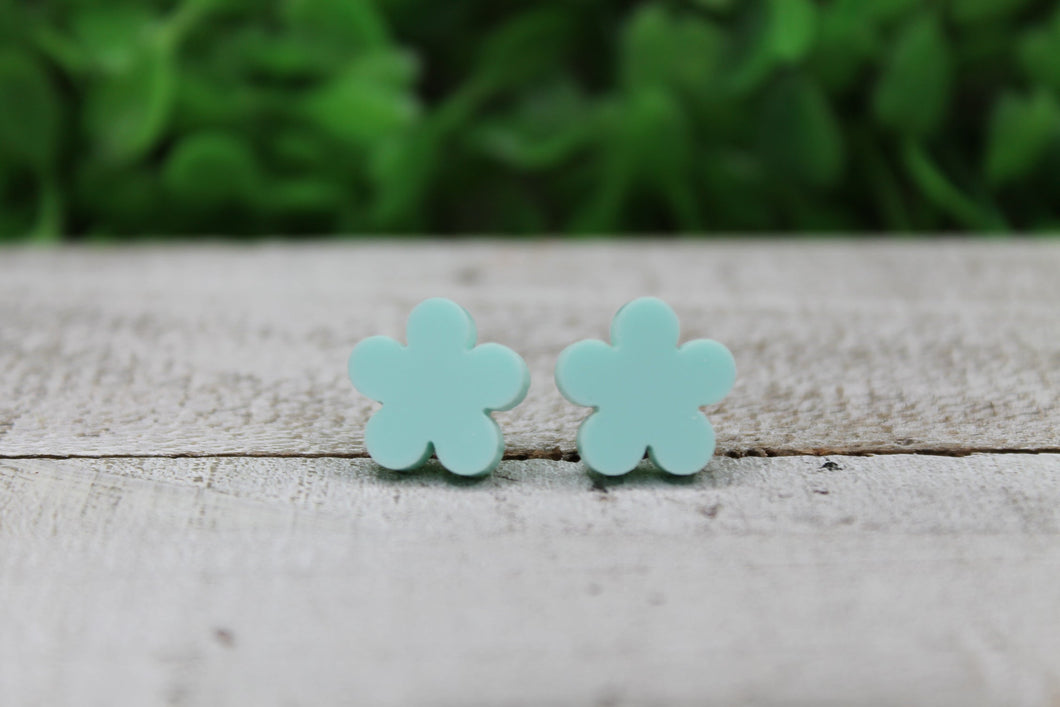 Teal Flower Earrings