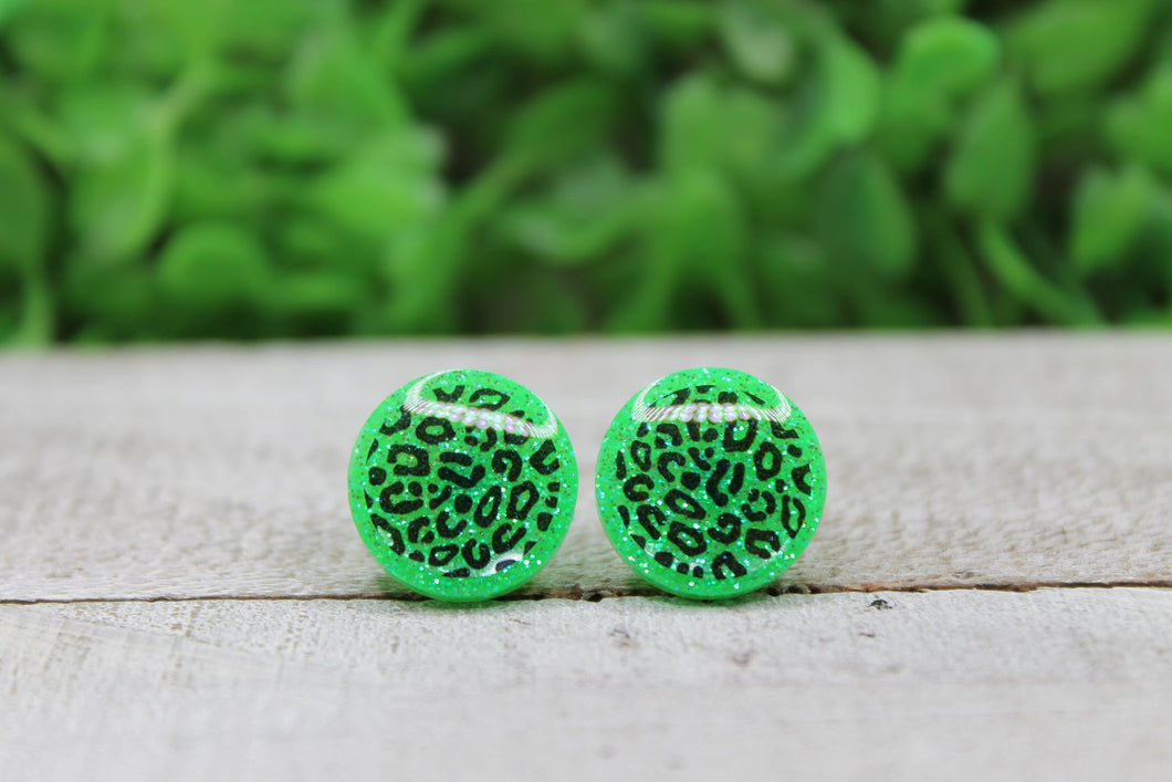 Green Leopard Earrings