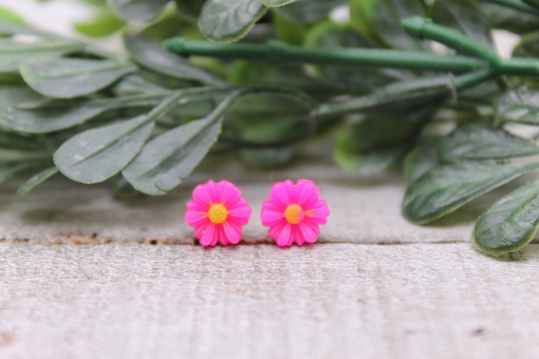 Pink Flower Earrings