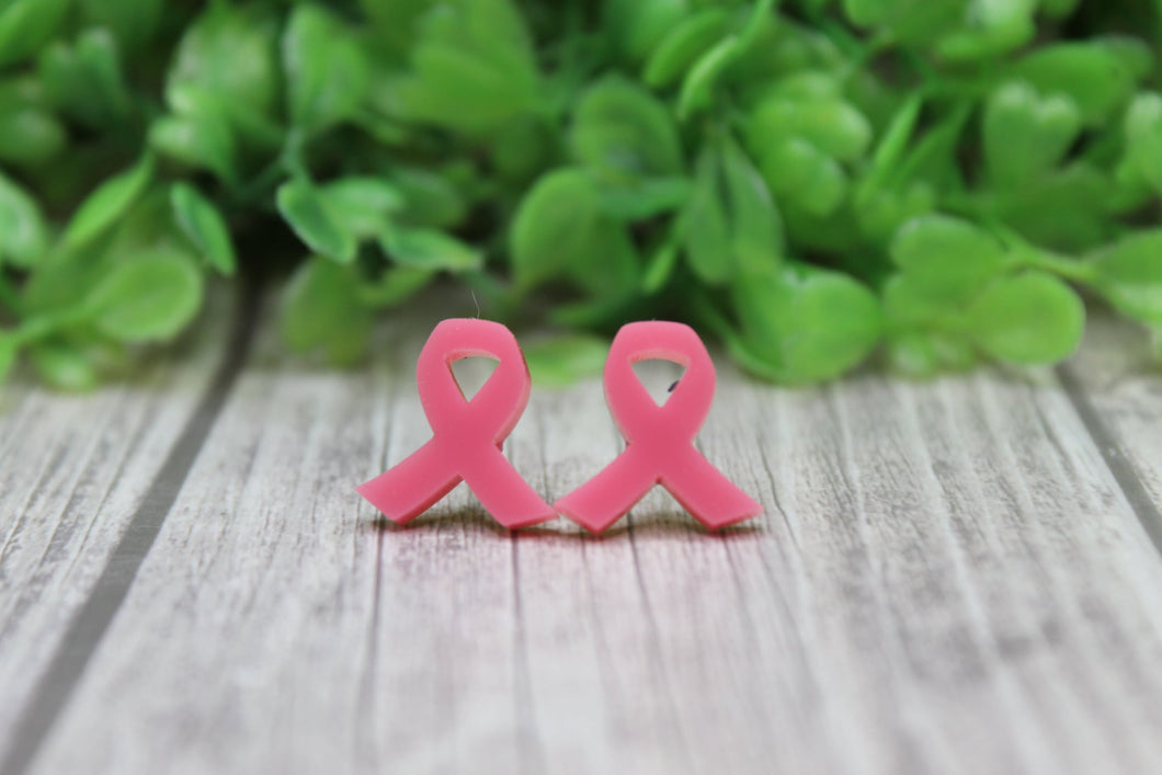 Pink Awareness Ribbon Earrings