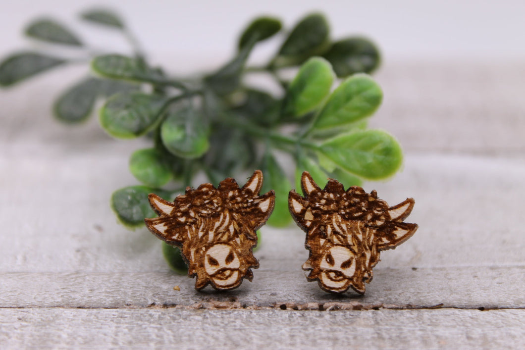 Floral Crown Highland Cows Earrings